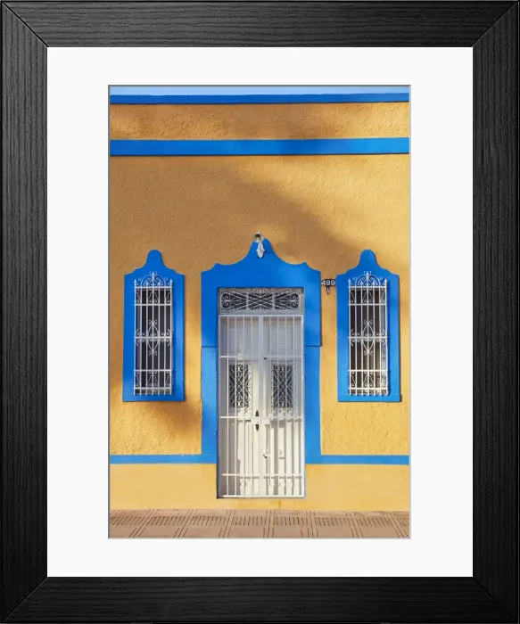 Framed Print : A colorful house in colonial architecture, Merida, Yucatan, Mexico Framed Print : A colorful house in colonial architecture, Merida, Yucatan, Mexico