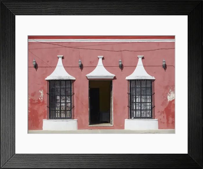 Framed Print : The main facade of a colonial architecture house in Becal, Campeche, Yucatan, Mexico. Becal is a small village of traditional Mayan weavers Framed Print : The main facade of a colonial architecture house in Becal, Campeche, Yucatan, Mexico. Becal is a small village of traditional Mayan weavers