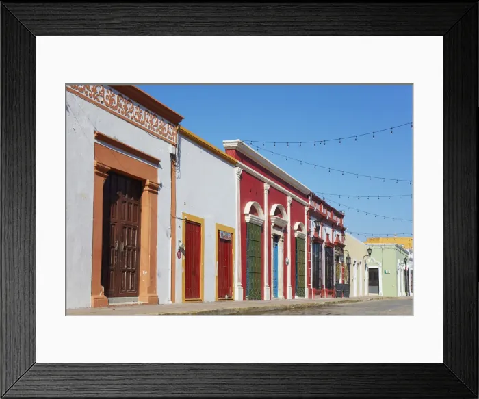 Framed Print : Colorful houses on the Calle 59'street in the historical cask of Campeche, Yucatan, Mexico. The harbour Spanish colonial town of Campeche was declared UNESCO World Heritage Site in 1999 Framed Print : Colorful houses on the Calle 59'street in the historical cask of Campeche, Yucatan, Mexico. The harbour Spanish colonial town of Campeche was declared UNESCO World Heritage Site in 1999