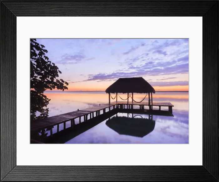 Framed Print : Hammocks on a Bacalar Lagoon pier at sunrise, Quintana Roo, Yucatan, Mexico Framed Print : Hammocks on a Bacalar Lagoon pier at sunrise, Quintana Roo, Yucatan, Mexico