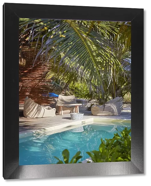 The swimming pool of the Almaplena Beach Resort in Mahahual, Quintana Roo, Yucatan, Mexico