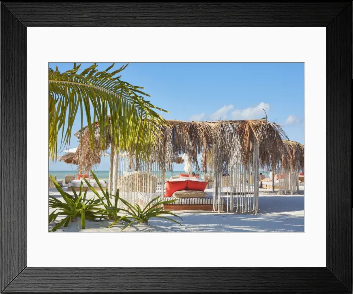 Framed Print : Beach beds of a luxury resort in Holbox, Quintana Roo, Yucatan, Mexico Framed Print : Beach beds of a luxury resort in Holbox, Quintana Roo, Yucatan, Mexico