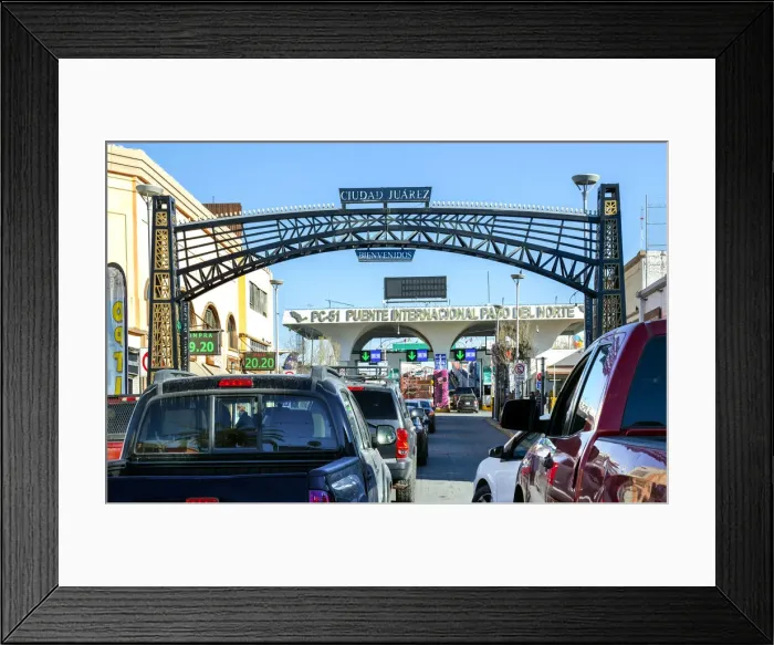 Framed Print : Mexico, Ciudad Juarez, Paso del Norte Port Of Entry Bridge To El Paso, Texas