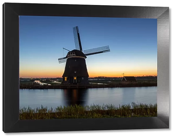 Windmill at Sunset, Heerhugowaard, Holland, Netherlands