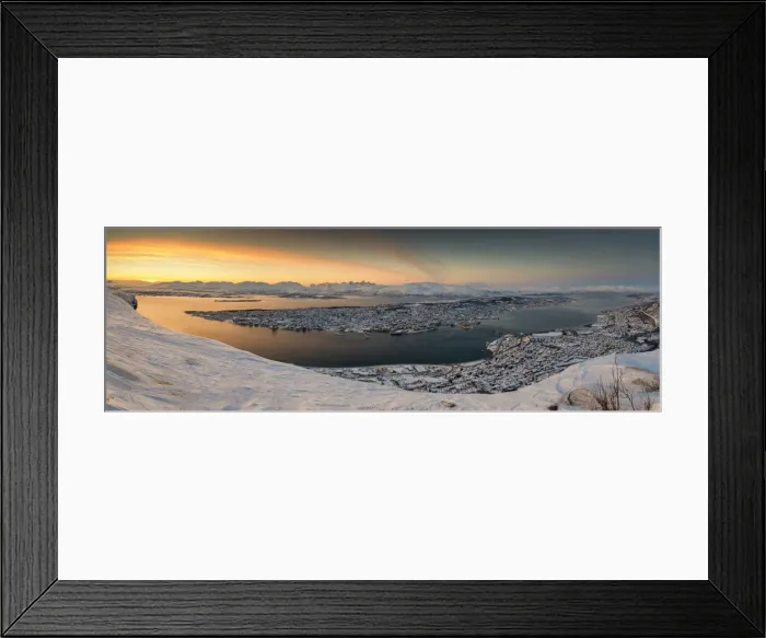 Framed Print : View Over Tromso at Sunset in Winter, Tromso, Norway Framed Print : View Over Tromso at Sunset in Winter, Tromso, Norway