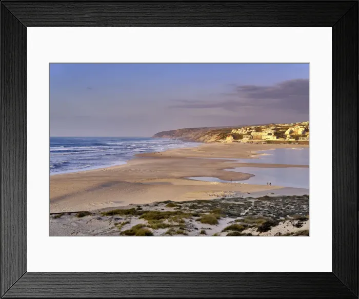 Framed Print : Foz do Arelho beach and Bom Sucesso beach between the sea and the Obidos Lagoon. Caldas da Rainha, Portugal