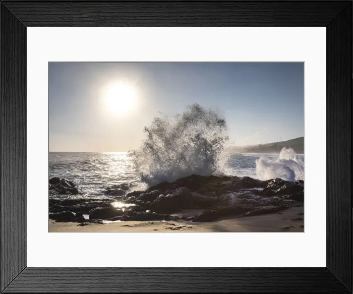 Framed Print : France, Reunion Island, Etang-Sale les Bains, Indian Ocean waves