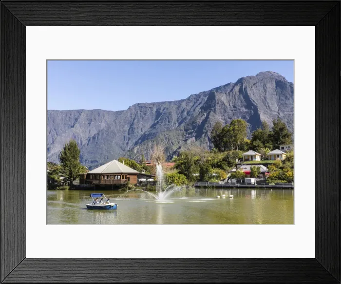 Framed Print : France, Reunion Island, Cilaos, Small lake in the center of Cilaos