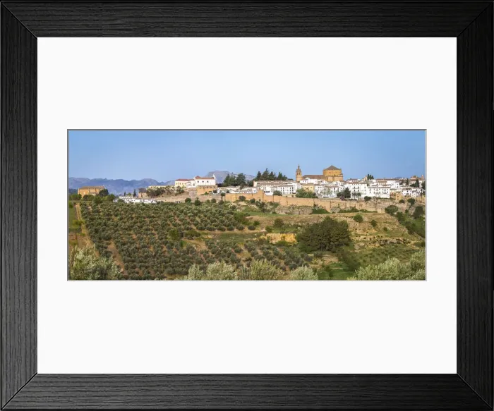 Framed Print : Spain, Anadalusia, Malaga, Ronda, View from the surrounding coutryside Framed Print : Spain, Anadalusia, Malaga, Ronda, View from the surrounding coutryside