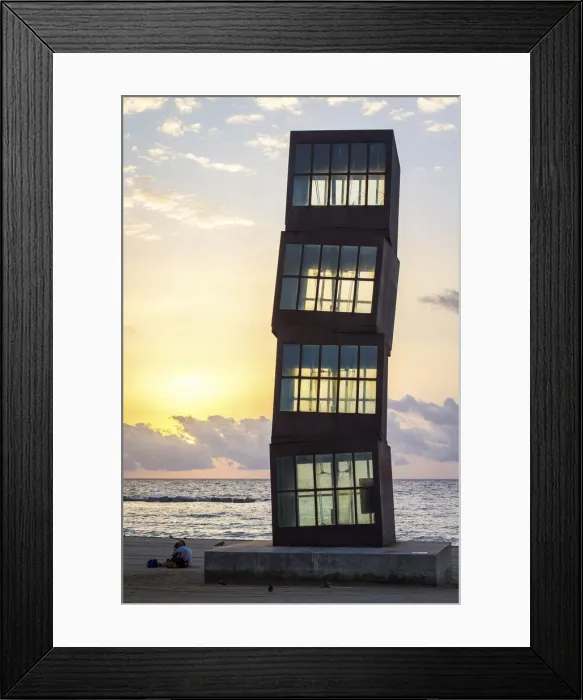Framed Print : Spain, Catalonia, Barcelona, Barceloneta, The Estrella Herida sculpture on the Barceloneta beach