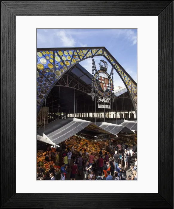 Framed Print : Spain, Catalonia, Barcelona, Gothic district, Entrance of the Boqueria market Framed Print : Spain, Catalonia, Barcelona, Gothic district, Entrance of the Boqueria market