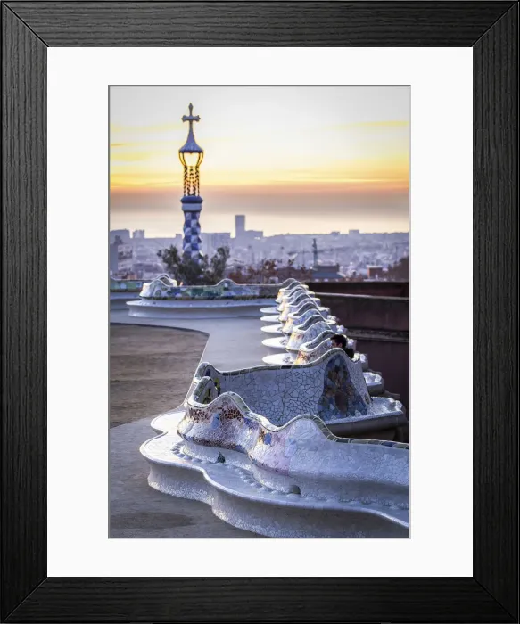 Framed Print : Spain, Catalonia, Barcelona, Carmelo Hill, Modernist architecture on the Terrace of Parc Guell Framed Print : Spain, Catalonia, Barcelona, Carmelo Hill, Modernist architecture on the Terrace of Parc Guell