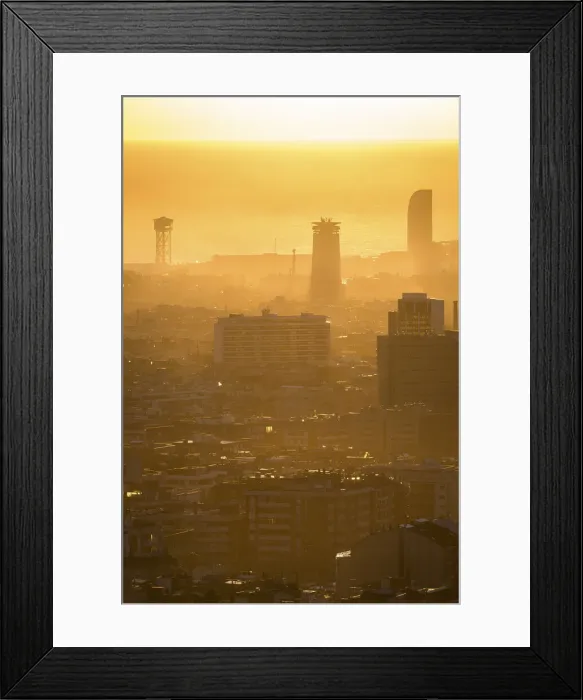 Framed Print : Spain, Catalonia, Barcelona, The town centre from the Carretera de las Aguas Framed Print : Spain, Catalonia, Barcelona, The town centre from the Carretera de las Aguas