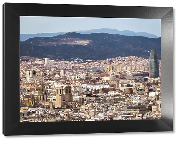 Spain, Catalonia, Barcelona, Raval, panoramic view of the historical centre from Placa de l Armada