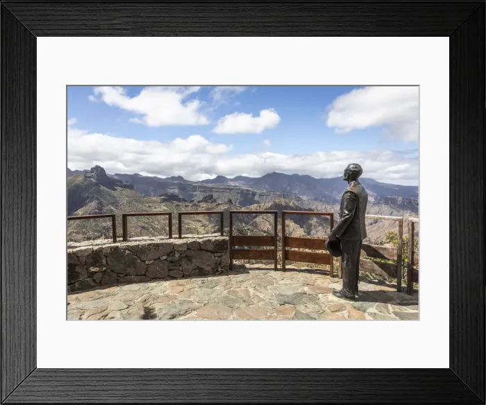 Framed Print : Spain, Canary Islands, Gran Canaria, Artenara, Miguel de Unamuno statue on the viewpoint of the same name Framed Print : Spain, Canary Islands, Gran Canaria, Artenara, Miguel de Unamuno statue on the viewpoint of the same name