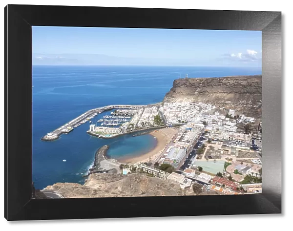 Spain, Canary Islands, Gran Canaria, Puerto Mogan, Aerial view of Mogan
