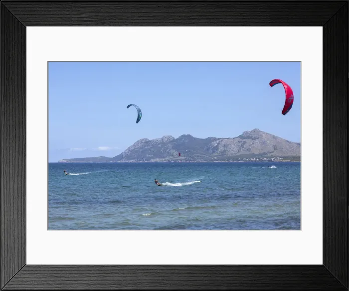 Framed Print : Kite surfing Pollenca, Serra de Tramuntana, Mallorca, Balearic Islands, Spain Framed Print : Kite surfing Pollenca, Serra de Tramuntana, Mallorca, Balearic Islands, Spain