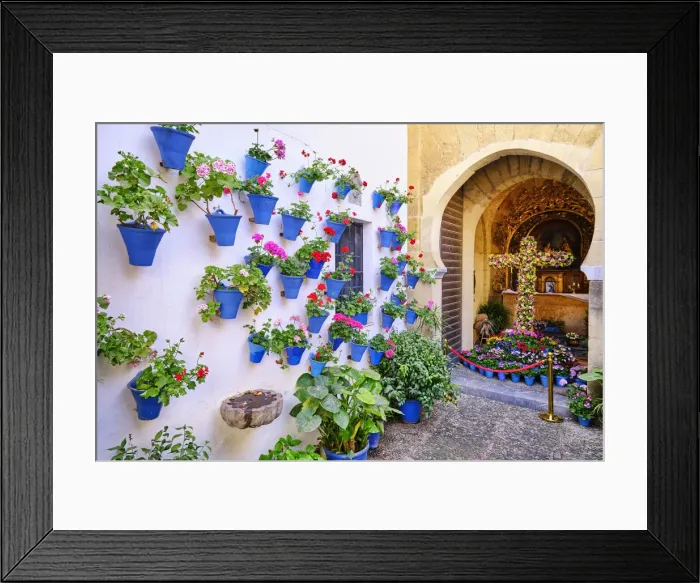 Framed Print : Chapel of San Basilio district, full of flowers during the Cruces de Mayo (May Crosses) Festival. Cordoba, Andalucia. Spain Framed Print : Chapel of San Basilio district, full of flowers during the Cruces de Mayo (May Crosses) Festival. Cordoba, Andalucia. Spain