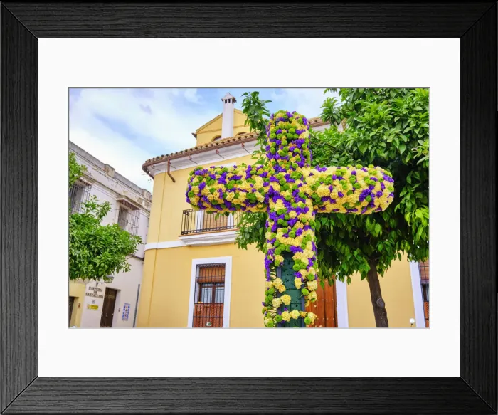 Framed Print : A popular district with the Plaza full of flowers during the Cruces de Mayo (May Crosses) Festival. Cordoba, Andalucia. Spain Framed Print : A popular district with the Plaza full of flowers during the Cruces de Mayo (May Crosses) Festival. Cordoba, Andalucia. Spain