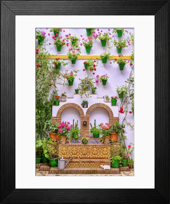Framed Print : The fountain, source of water, wellness and freshness in the Patios of Cordoba. Andalucia, Spain Framed Print : The fountain, source of water, wellness and freshness in the Patios of Cordoba. Andalucia, Spain