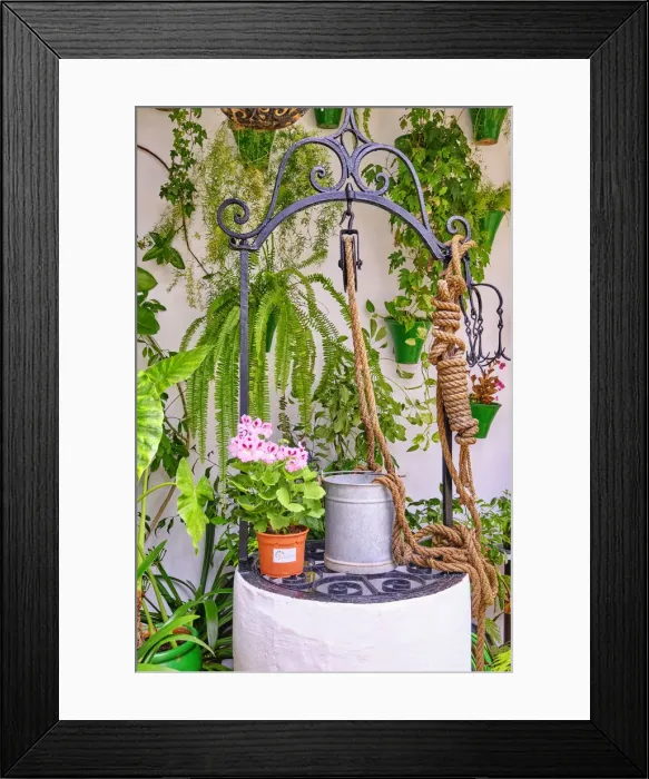 Framed Print : The well, for centuries the central piece of the patios in Cordoba. A UNESCO Intangible Cultural Heritage of Humanity. Cordoba, Andalucia. Spain Framed Print : The well, for centuries the central piece of the patios in Cordoba. A UNESCO Intangible Cultural Heritage of Humanity. Cordoba, Andalucia. Spain