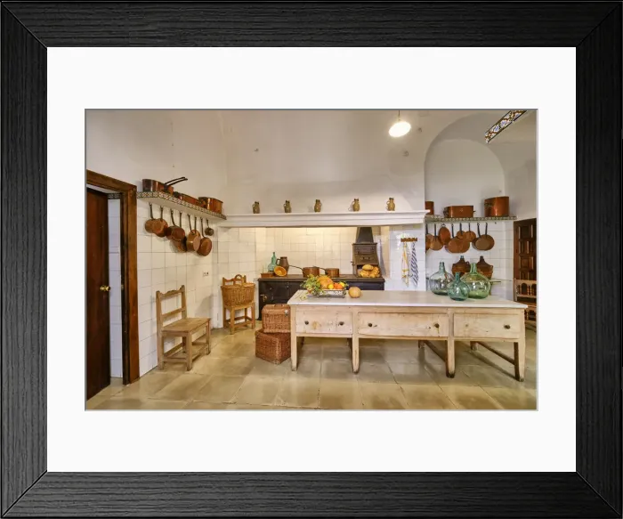 Framed Print : Kitchen of the Palacio de Viana, a 14th century palace. Cordoba, Andalucia, Spain