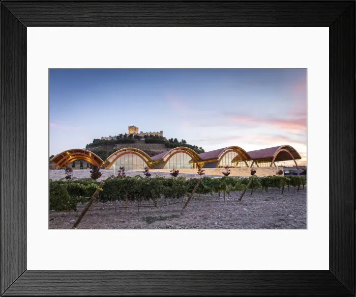 Framed Print : Spain, Castile and Leon, Valladolid, Penafiel, The Protos winery with the Penafiel Castle on the background Framed Print : Spain, Castile and Leon, Valladolid, Penafiel, The Protos winery with the Penafiel Castle on the background