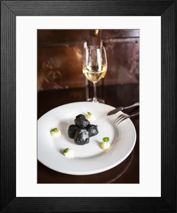 Framed Print : Spain, Madrid, Casa Alberto, A plate of Codfish coal Framed Print : Spain, Madrid, Casa Alberto, A plate of Codfish coal