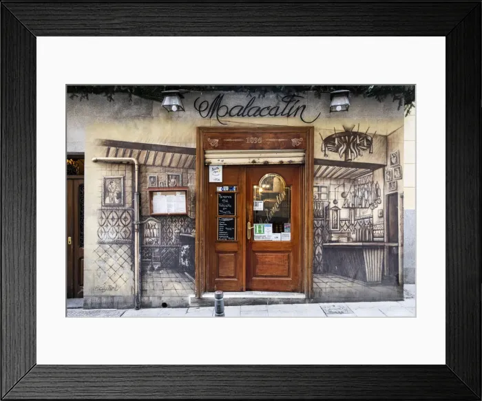 Framed Print : Spain, Madrid, Malacatin, The main entrance of the Malacatin restaurant in Calle de la Ruda Framed Print : Spain, Madrid, Malacatin, The main entrance of the Malacatin restaurant in Calle de la Ruda