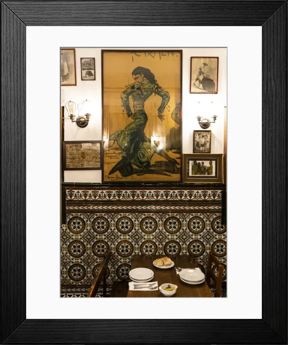 Framed Print : Spain, Madrid, Malacatin, Bull-fighting decoration inside the Malacatin restaurant Framed Print : Spain, Madrid, Malacatin, Bull-fighting decoration inside the Malacatin restaurant