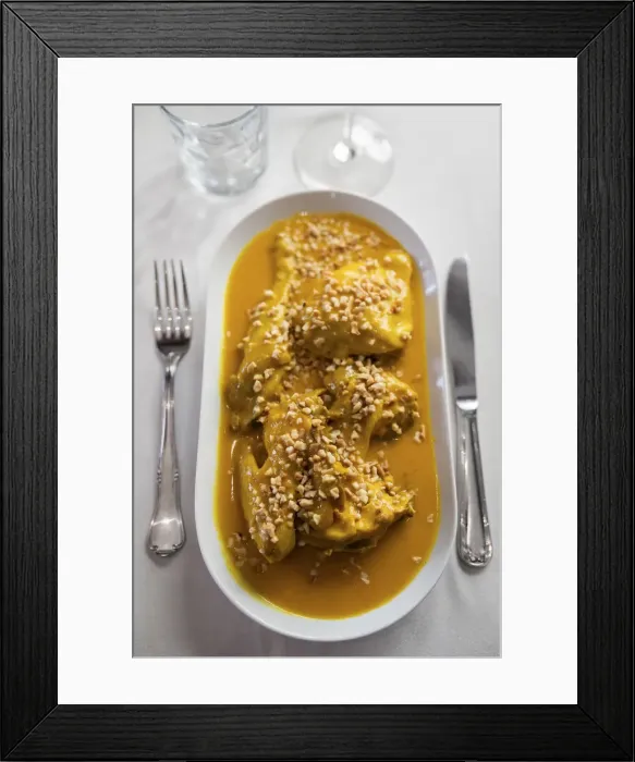 Framed Print : Spain, Madrid, Casa Ciriaco, A plate of chicken in pepitoria Framed Print : Spain, Madrid, Casa Ciriaco, A plate of chicken in pepitoria