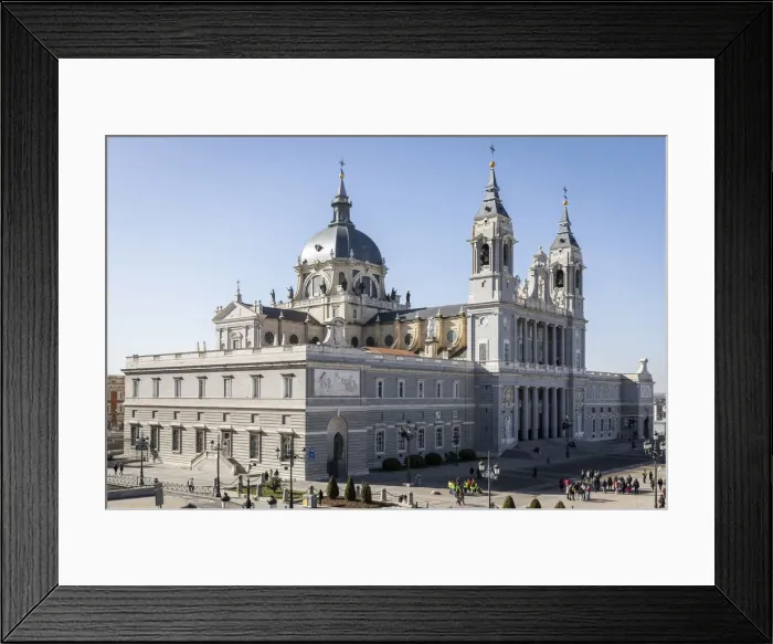Framed Print : Spain, Madrid, Plaza de la Armeria, The front facade of the Almudena Cathedral Framed Print : Spain, Madrid, Plaza de la Armeria, The front facade of the Almudena Cathedral