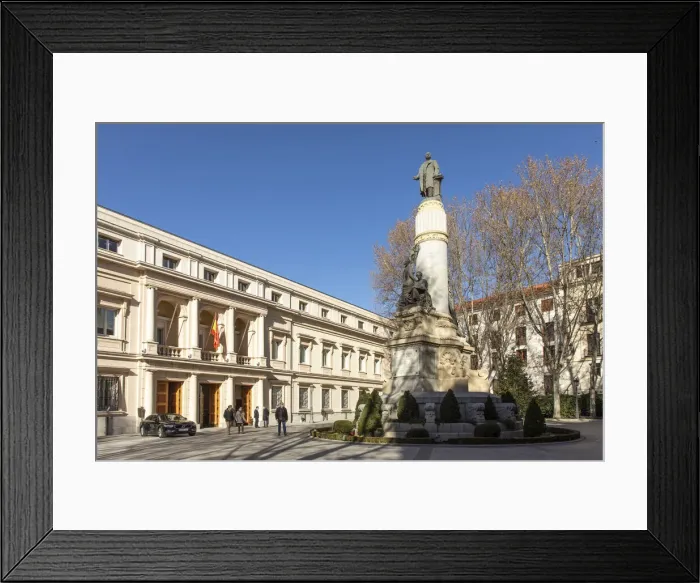 Framed Print : Spain, Madrid, Plaza Marina Espanola, The entrance of the Senato building