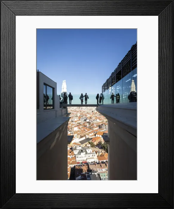 Framed Print : Spain, Madrid, Hotel Riu, Hanging platform with panoramic view Framed Print : Spain, Madrid, Hotel Riu, Hanging platform with panoramic view