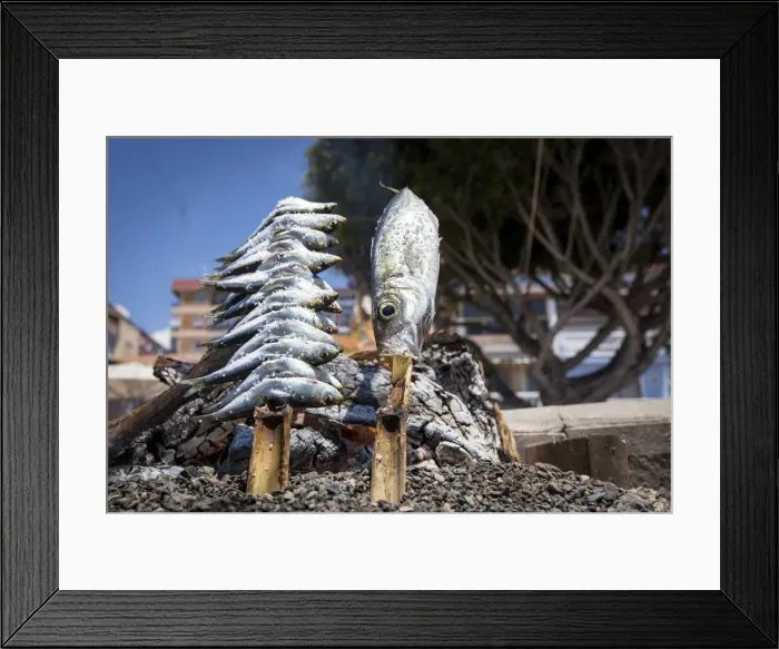 Framed Print : Spain, Andalusia, Malaga, Pedregalejo, Sardine and mackerel skewers at the chiringuito Las Hijas de Antonin. at the chiringuito Las Hijas de Antonin Framed Print : Spain, Andalusia, Malaga, Pedregalejo, Sardine and mackerel skewers at the chiringuito Las Hijas de Antonin. at the chiringuito Las Hijas de Antonin