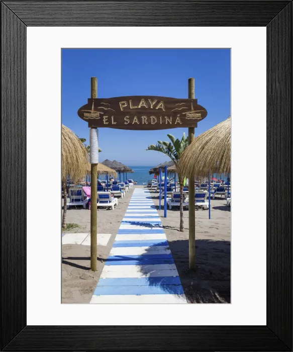 Framed Print : Spain, Andalusia, Malaga, Torremolinos, The beach of the chiringuito El Sardina Framed Print : Spain, Andalusia, Malaga, Torremolinos, The beach of the chiringuito El Sardina