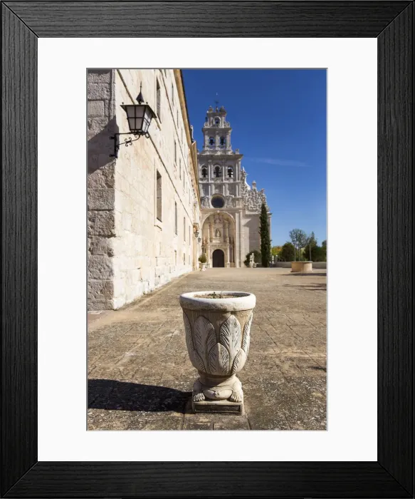Framed Print : Spain, Castile and Leon, Burgos, La Vid, Architectural decoration in the forecourt Framed Print : Spain, Castile and Leon, Burgos, La Vid, Architectural decoration in the forecourt