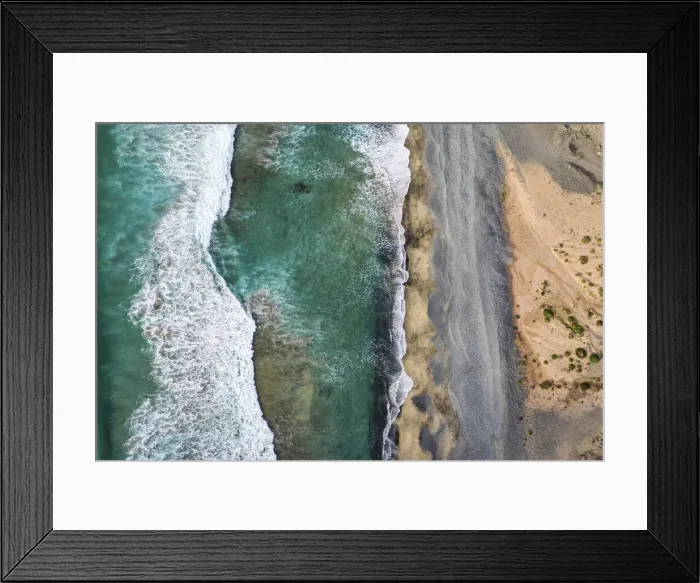Framed Print : Spain, Canary Islands, Fuerteventura, Pajara, Elevated view of Garcey beach