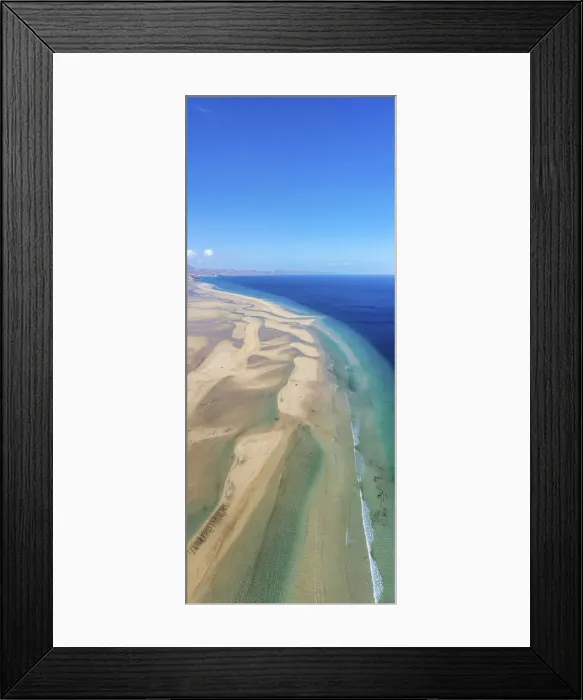 Framed Print : Spain, Canary Islands, Fuerteventura, Jandia, Aerial view of Sotavento beach
