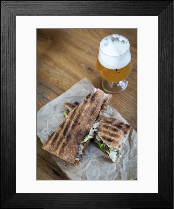 Framed Print : Spain, Catalonia, Barcelona, Garage Beer, Sandwich and a beer Framed Print : Spain, Catalonia, Barcelona, Garage Beer, Sandwich and a beer