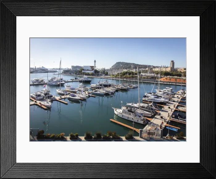Framed Print : Spain, Catalonia, Barcelona, Port Vell, View of the old port from the terrace of the Catalonia History Museum Framed Print : Spain, Catalonia, Barcelona, Port Vell, View of the old port from the terrace of the Catalonia History Museum