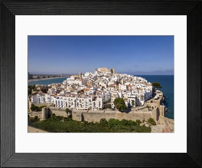 Framed Print : Aerial view of the old town, Peniscola, Valencian Community, Spain Framed Print : Aerial view of the old town, Peniscola, Valencian Community, Spain