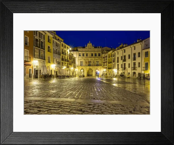 Framed Print : Night view of Town Hall and Plaza Mayor, Cuenca, Castilla-La Mancha, Spain Framed Print : Night view of Town Hall and Plaza Mayor, Cuenca, Castilla-La Mancha, Spain