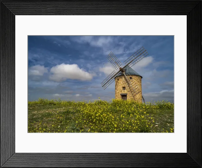 Framed Print : Windmill in a scenic spring landscape, Belmonte, Castilla-La Mancha, Spain Framed Print : Windmill in a scenic spring landscape, Belmonte, Castilla-La Mancha, Spain