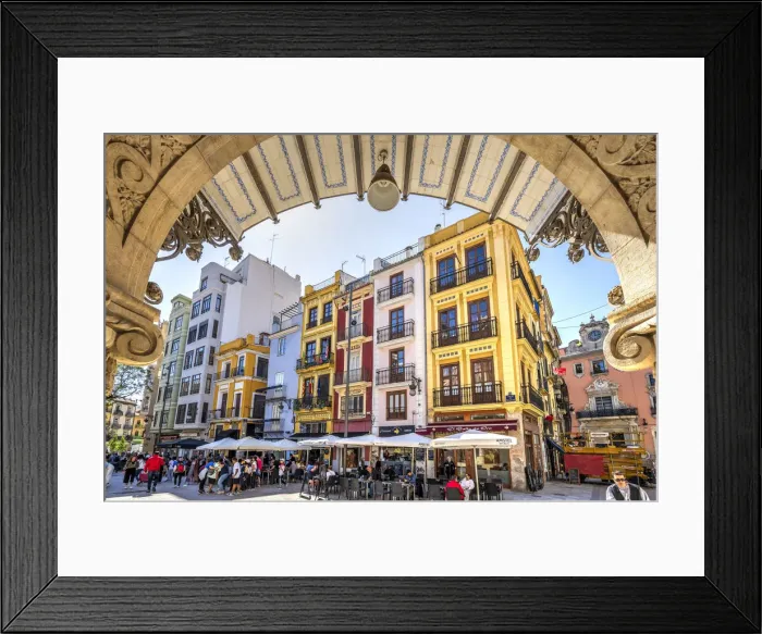Framed Print : Colorful buildings in the old town, Valencia, Valencian Community, Spain Framed Print : Colorful buildings in the old town, Valencia, Valencian Community, Spain