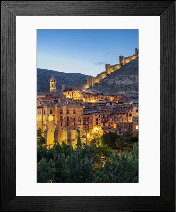 Framed Print : Night view of Albarracin with its ancient walls, Aragon, Spain Framed Print : Night view of Albarracin with its ancient walls, Aragon, Spain