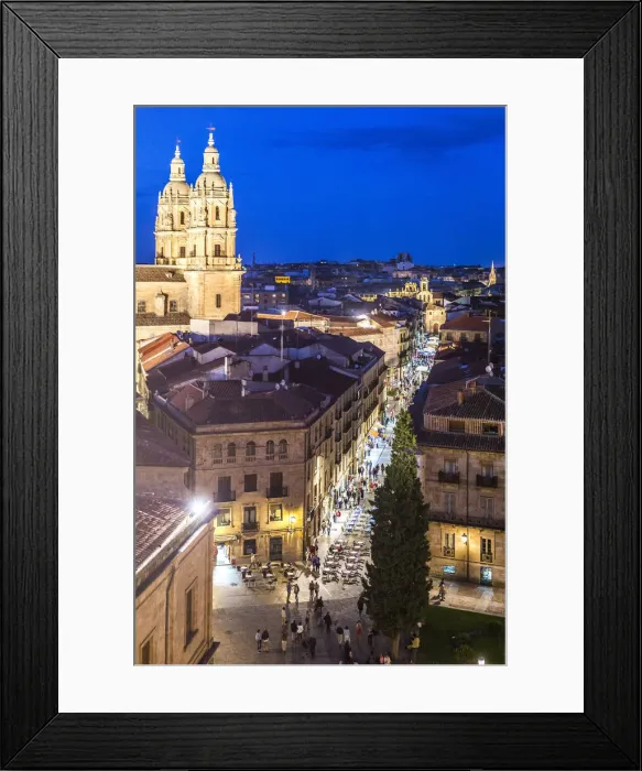 Framed Print : Spain, Castile and Leon, Salamanca, Rua Mayor street, The towers of the Pontifical Univeristy Framed Print : Spain, Castile and Leon, Salamanca, Rua Mayor street, The towers of the Pontifical Univeristy