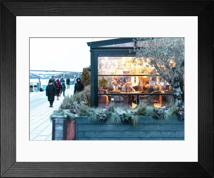 Framed Print : Warm indoor garden bar on a winter day in Stockholm, Sweden Framed Print : Warm indoor garden bar on a winter day in Stockholm, Sweden