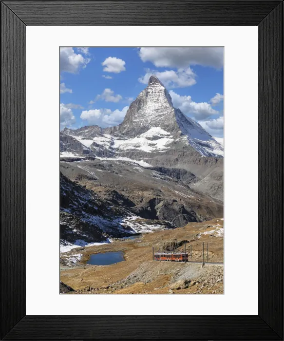 Framed Print : Gornergratbahn cog railway, view of Matterhorn Peak (4478m), Swiss Alps, Zermatt, Valais, Switzerland