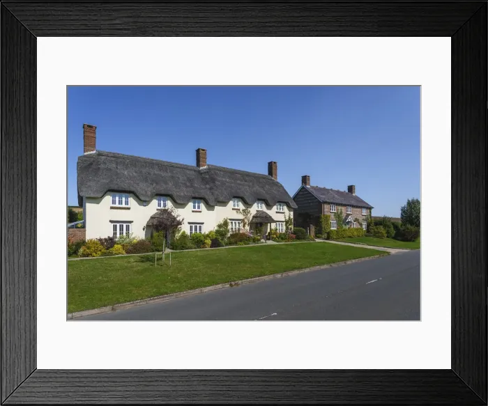 Framed Print : England, Dorset, Tolpuddle, Row of Thatched Roof Houses Framed Print : England, Dorset, Tolpuddle, Row of Thatched Roof Houses
